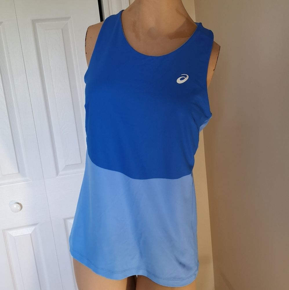 Asics Two-Tone Blue Athletic Tank Size L